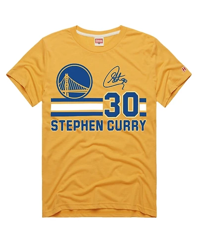 Homage Men's and Women's Stephen Curry Gold Golden State Warriors Jersey Remix Tri-Blend T-Shirt