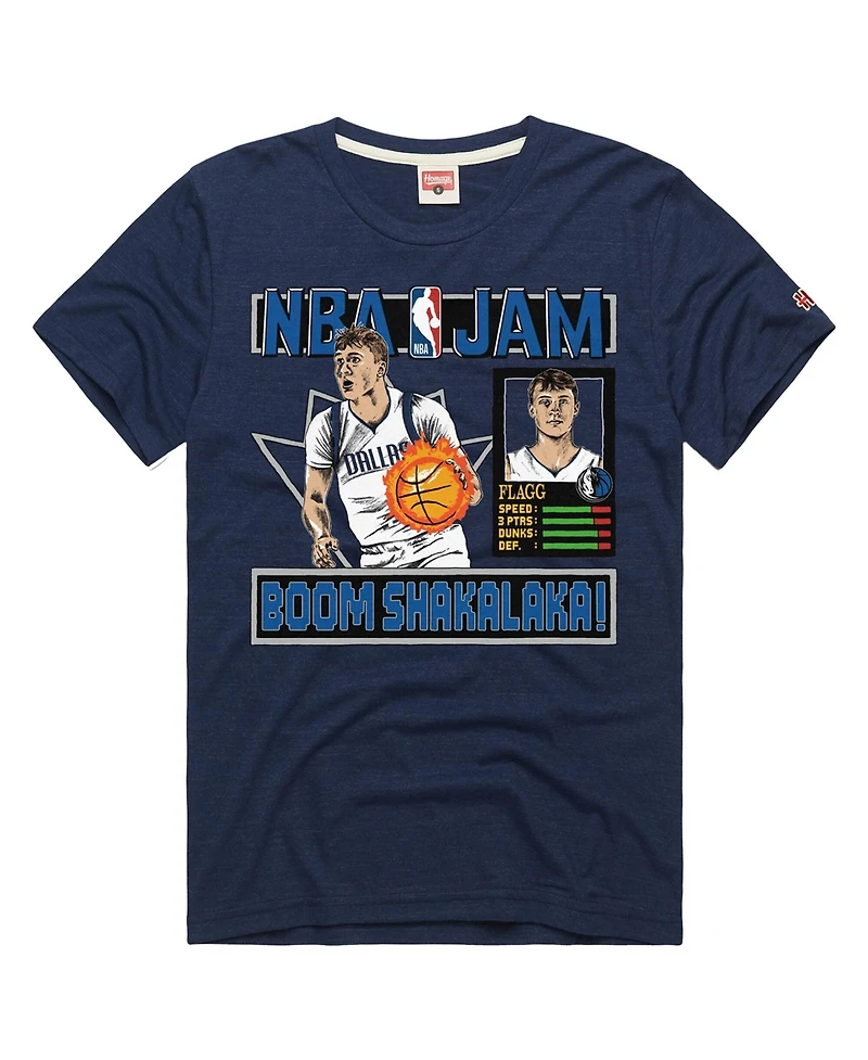 Homage Men's and Women's Cooper Flagg Navy Dallas Mavericks Nba Jam Tri-Blend T-Shirt