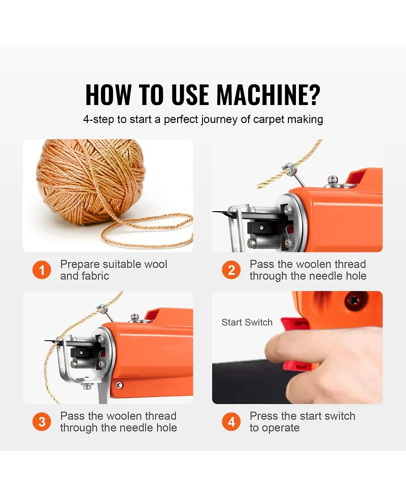 Sevorley 2-in-1 Electric Tufting Gun, Cut and Loop Pile Rug Making Machine Starter Kit