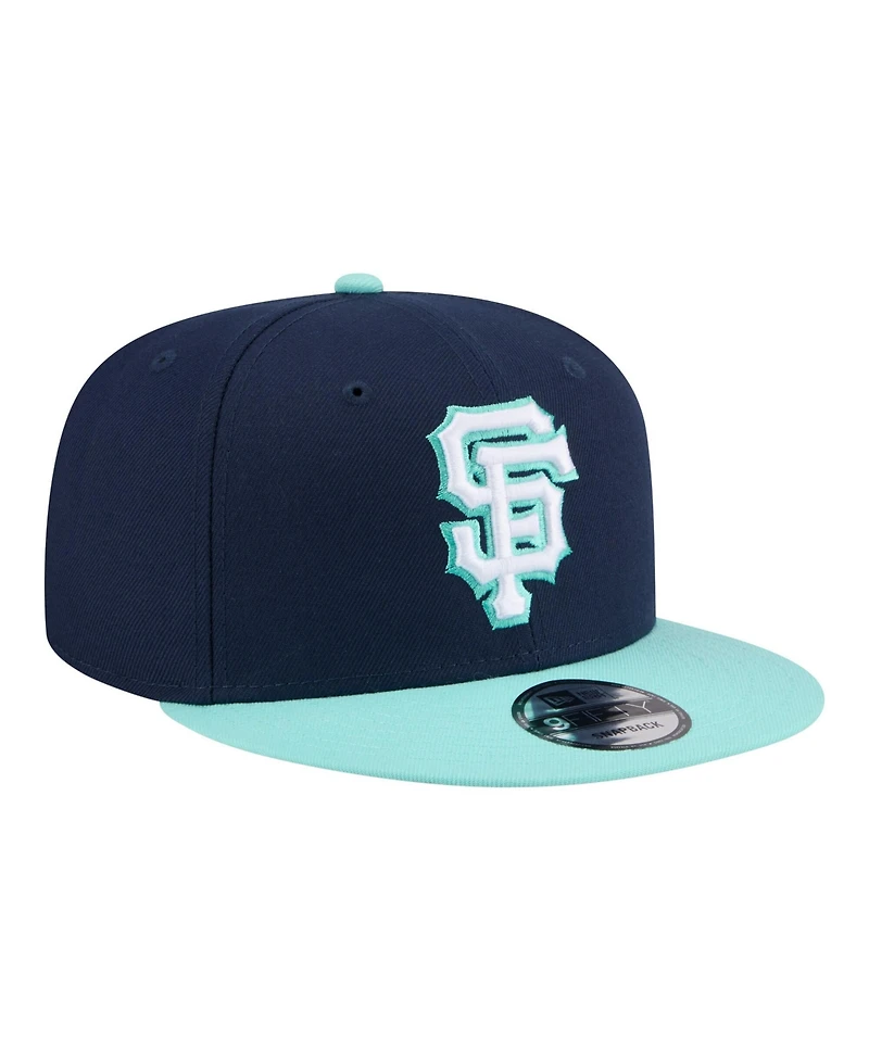 New Era Men's Navy/Turquoise San Francisco Giants 2-Tone Color Pack 9FIFTY Snapback Hat