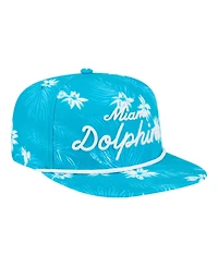 New Era Men's Aqua Miami Dolphins Palm Print A-Frame 9FIFTY Snapback Hat