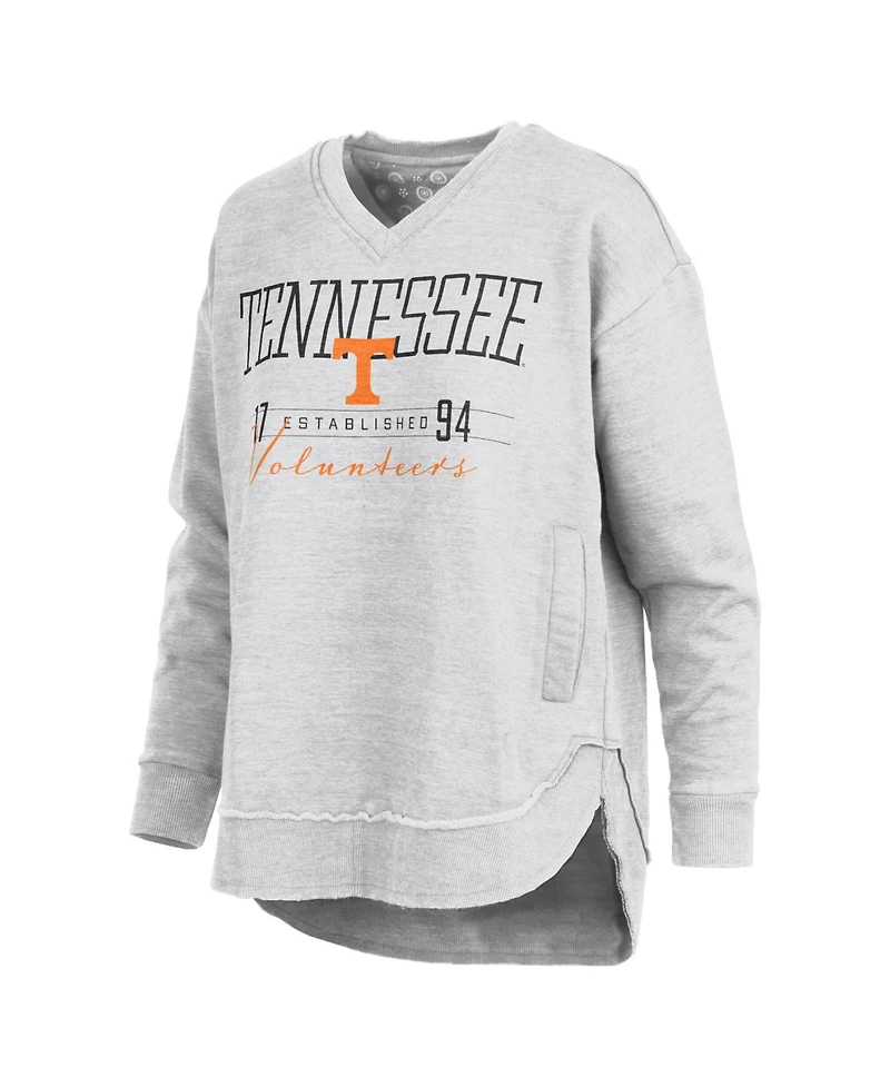 Pressbox Women's Heather Gray Tennessee Volunteers Marcus East Hall Poncho V-Neck Sweatshirt