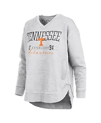 Pressbox Women's Heather Gray Tennessee Volunteers Marcus East Hall Poncho V-Neck Sweatshirt