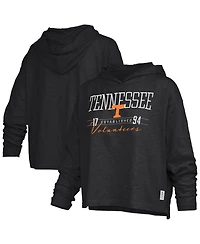 Pressbox Women's Black Tennessee Volunteers Castillo Slub Waist Length Long Sleeve Hooded T-Shirt