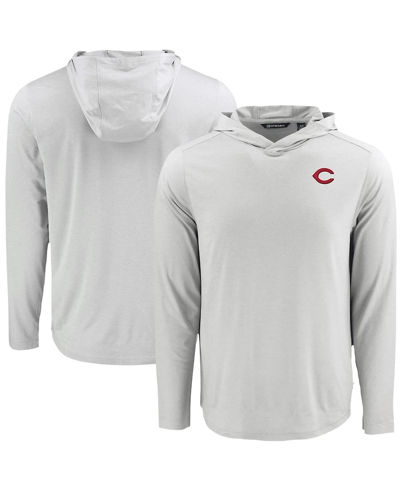 Cutter Buck Men's Gray Cincinnati Reds Coastline Epic Comfort Hoodie Long Sleeve T-Shirt