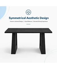 gaomon Dining Table for 4-6 People, Modern Kitchen Table, Mid-Century with Leg Base, Wood Room Easy Assembly