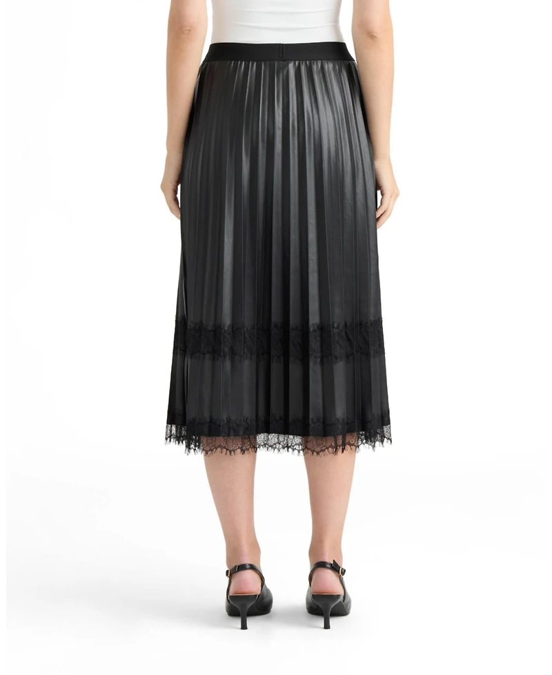 Ellen Tracy Women's Pleated Lace Trim Skirt