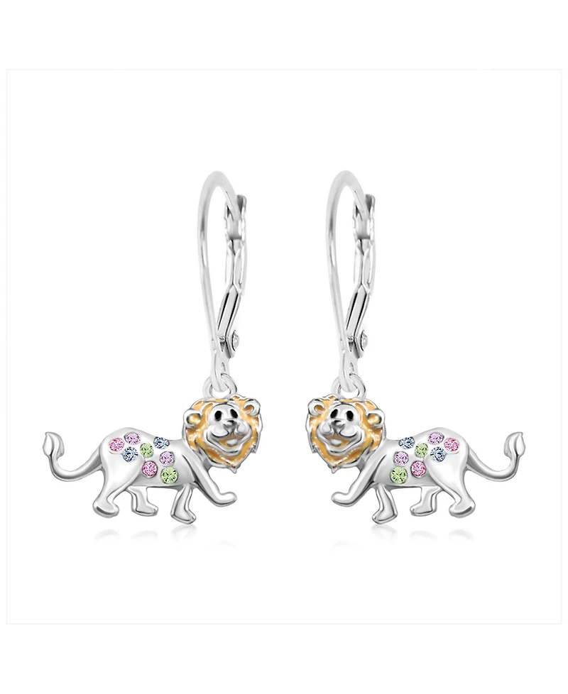 Chanteur Kids Lion Hypoallergenic Earrings for Girls with Sterling Silver Leverbacks