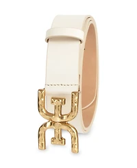 Sam Edelman Hammered Double-e Logo Plaque Buckle Belt
