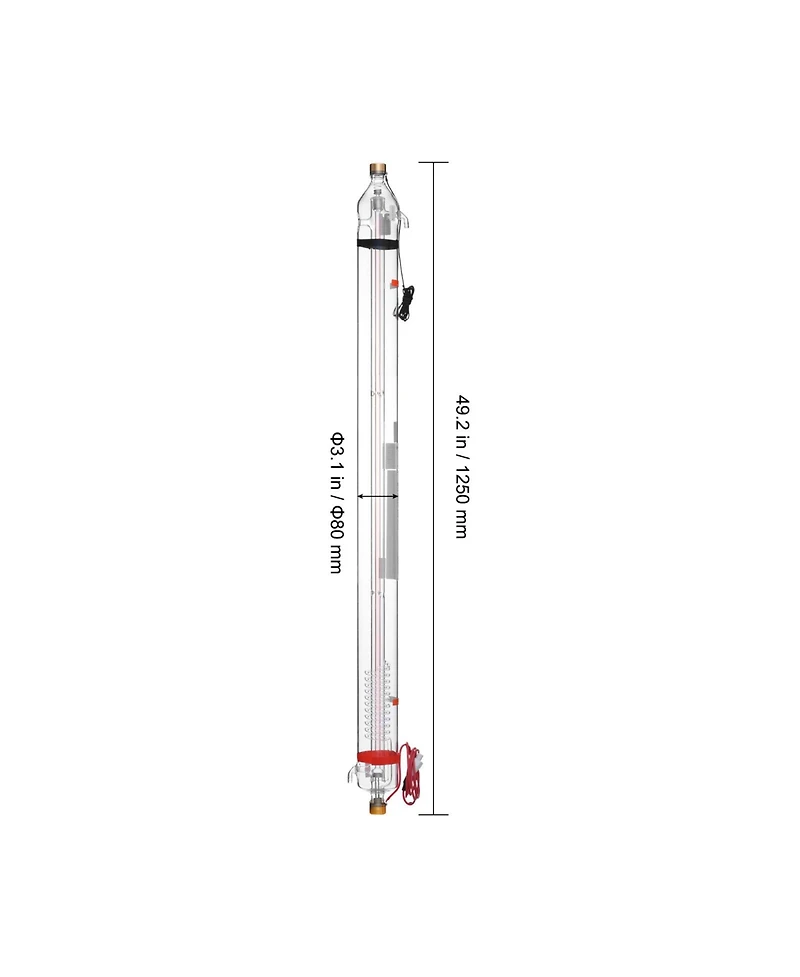Sevorley 90W CO2 Laser Tube, Borosilicate Glass Cutter Tube with Metal Head