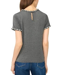 CeCe Women's Embellished Crewneck Short-Sleeve Top