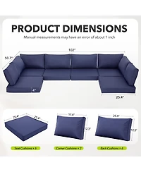 gaomon Patio Furniture Cushions Set 14-Piece,Replacement Outdoor for 6-Seat Sectional,Deep Seat Cushion Sofa