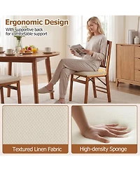 Sugift Foldable Upholstered Kitchen Chairs with Cushioned Seat