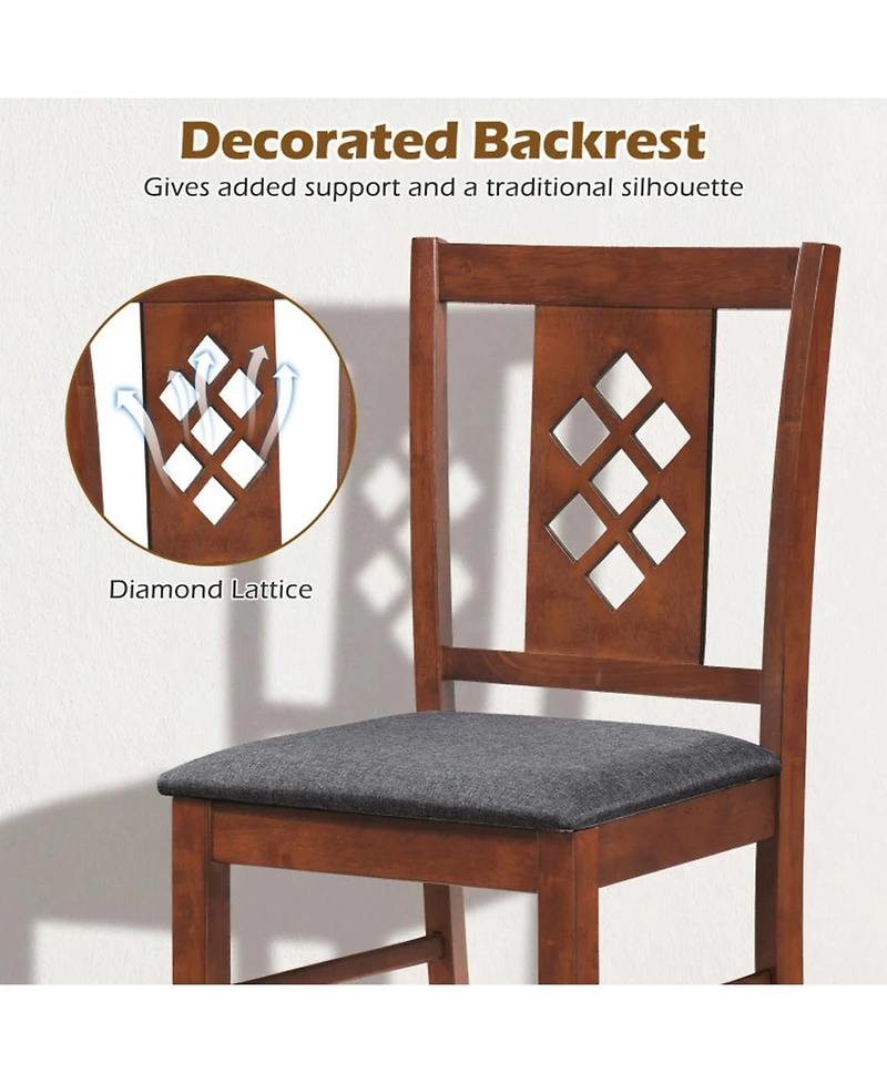Sugift Linen Upholstered Kitchen Chairs Set of 4 with Diamond Lattice Back