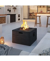 Mondawe Square Mgo Propane Fire Pit Table, 40,000 Btu Outdoor Gas with Steel Burner, Adjustable Flame, Lava Rocks and Rain Cover
