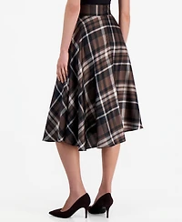 Tahari Asl Women's Plaid High-Waisted Midi Skirt