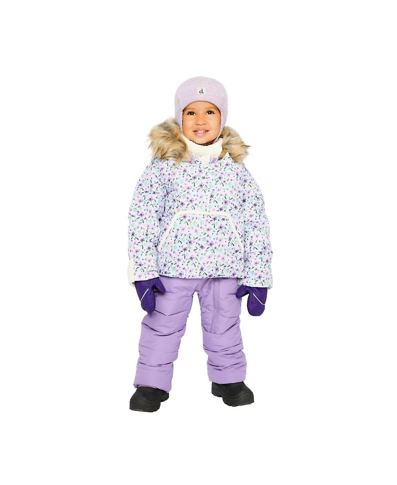 Deux par Baby Girl Snug One Piece Snowsuit Adapted for Car Seats Printed Mini Flowers