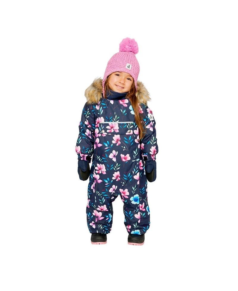 Deux par Baby Girl One Piece Snowsuit Adapted for Car Seats Floral Print