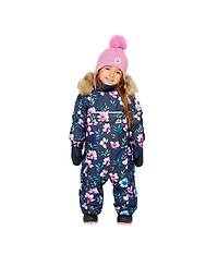 Deux par Baby Girl One Piece Snowsuit Adapted for Car Seats Floral Print