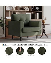 homfan Mid-Century Fabric Leisure Armchair with Wooden Support Frame, Thick Foam Padding, Quick Tool-Free Assembly and High Weight Bearing Limit