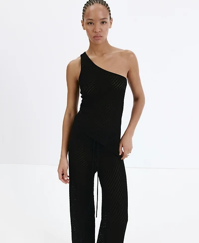 Mango Women's Asymmetrical Open-Knit Top