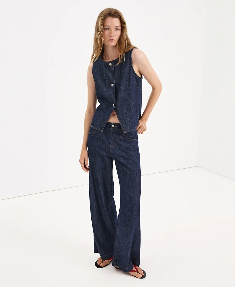 Mango Women's Buttoned Denim Vest