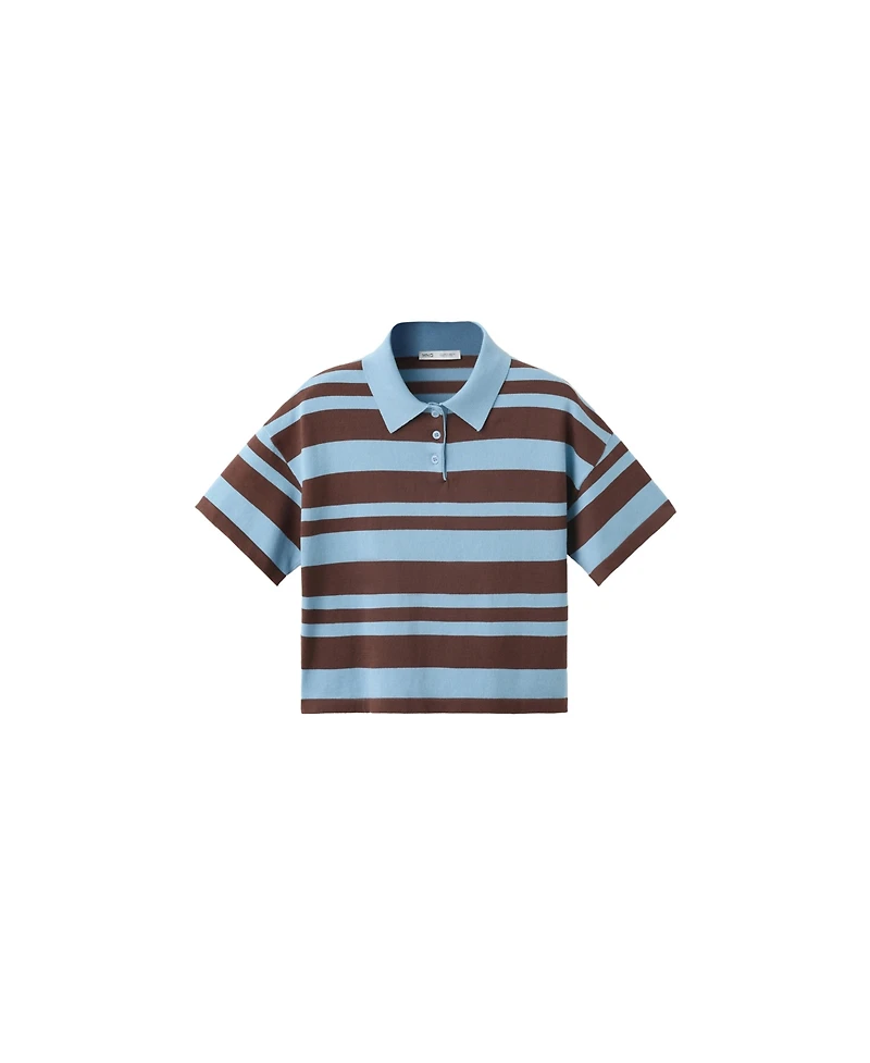 Mango Women's Striped Cotton Polo Shirt