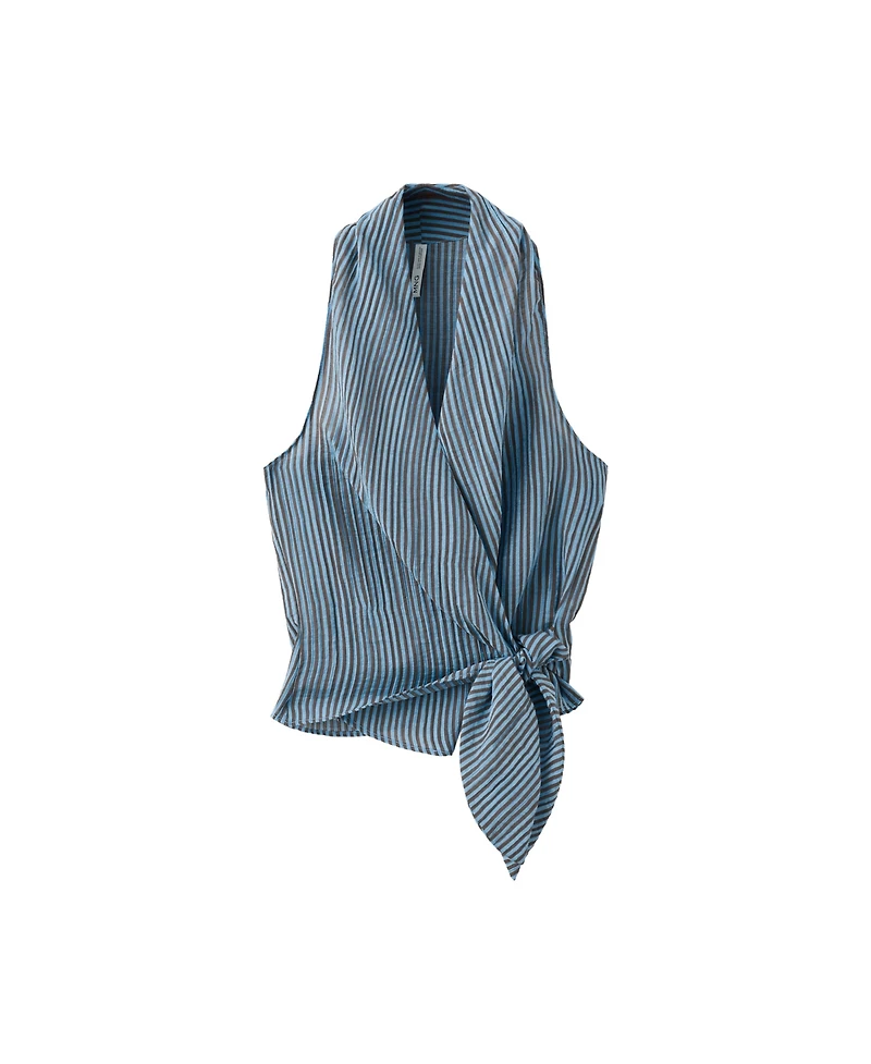 Mango Women's Striped Wrap Blouse