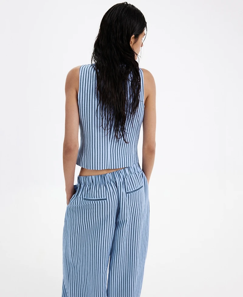 Mango Women's Striped Buttoned Vest
