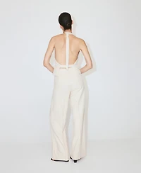 Mango Women's Combined Halter Open-Back Wide-Leg Jumpsuit