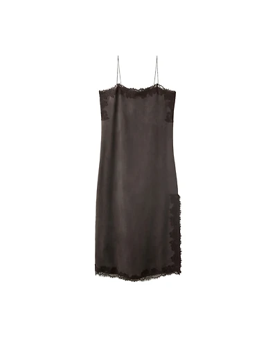 Mango Women's Lace Camisole Side Slit Midi Dress