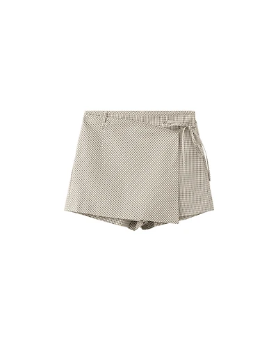 Mango Women's Plaid Tie-Waist Skort, 2.68" Inseam