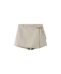 Mango Women's Plaid Tie-Waist Skort, 2.68" Inseam
