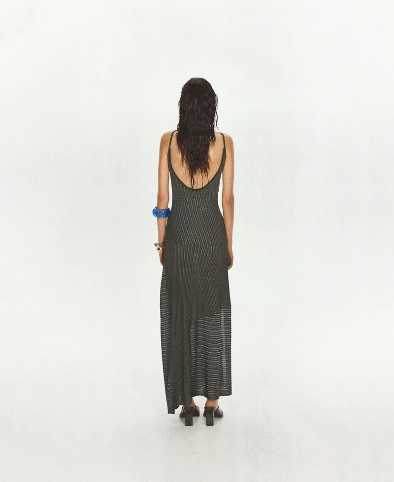 Mango Women's Asymmetrical Striped Sleeveless Knit Dress