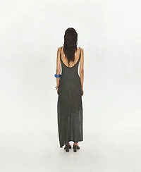 Mango Women's Asymmetrical Striped Sleeveless Knit Dress