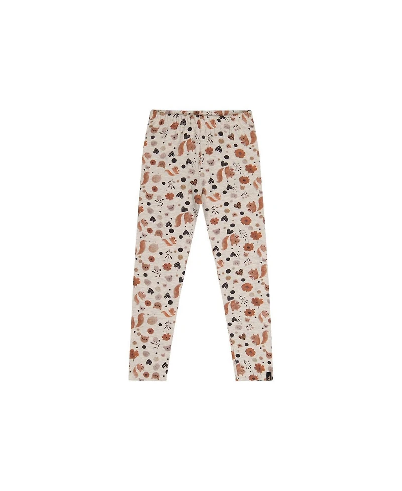 Deux par Big Girls Cotton Leggings with Squirrel Print