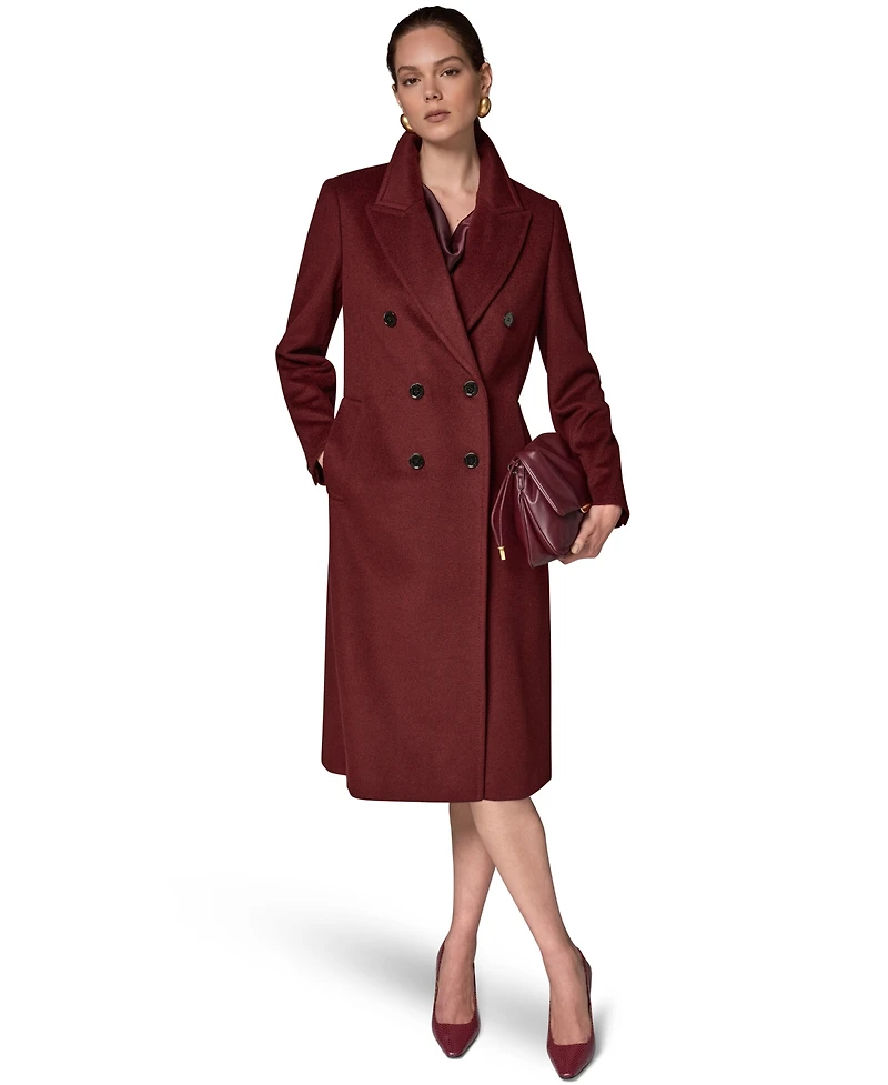 Donna Karan New York Women's Double Breasted Cashmere Wool Coat