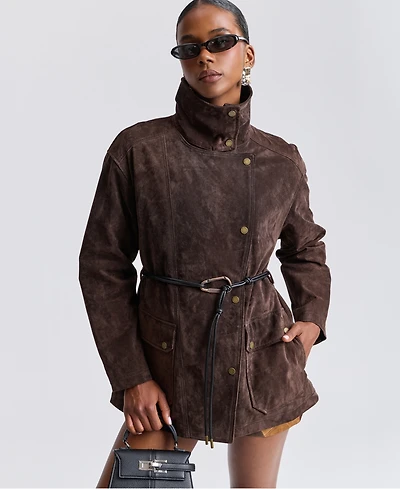 Avec Les Filles Women's Belted Suede Jacket
