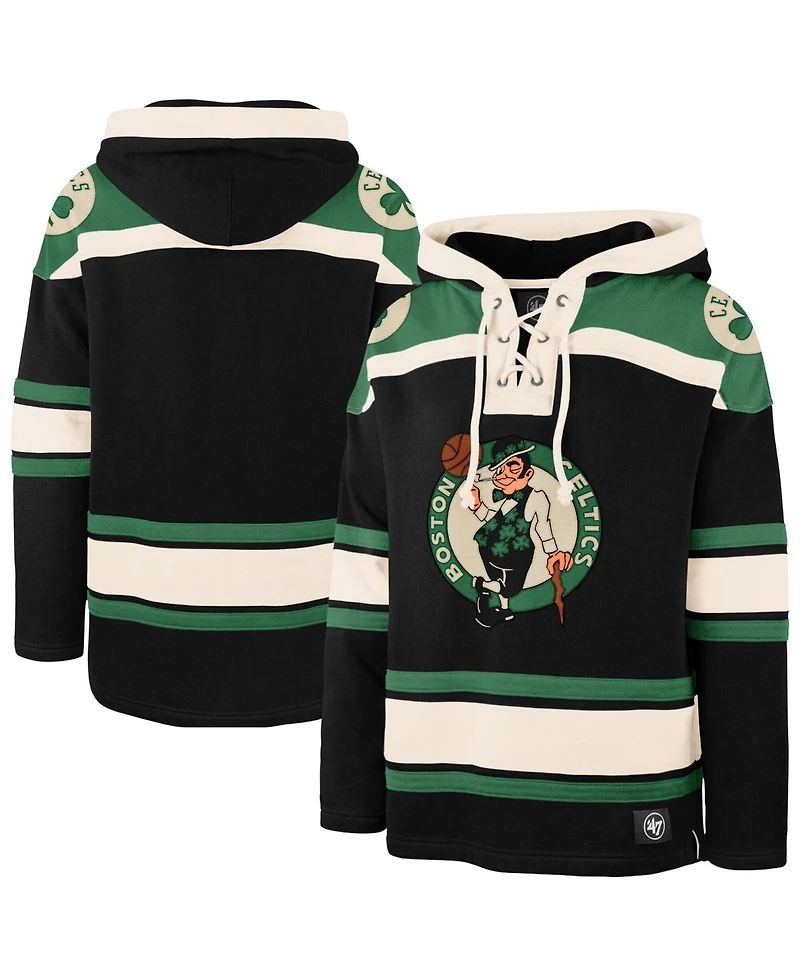 '47 Brand Men's Black Boston Celtics Logo Superior Lacer Hoodie