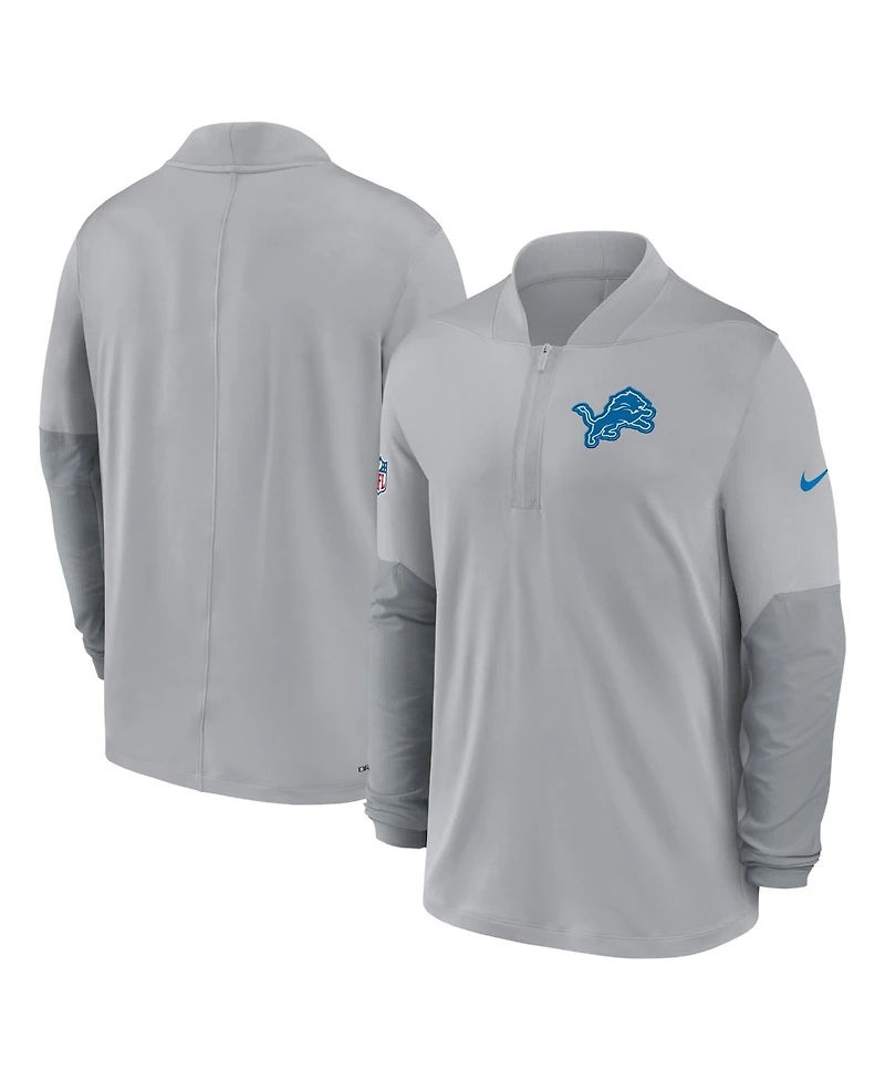 Nike Men's Gray Detroit Lions Sideline Dri-fit Half-Zip Pullover Jacket
