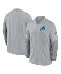 Nike Men's Gray Detroit Lions Sideline Dri-fit Half-Zip Pullover Jacket