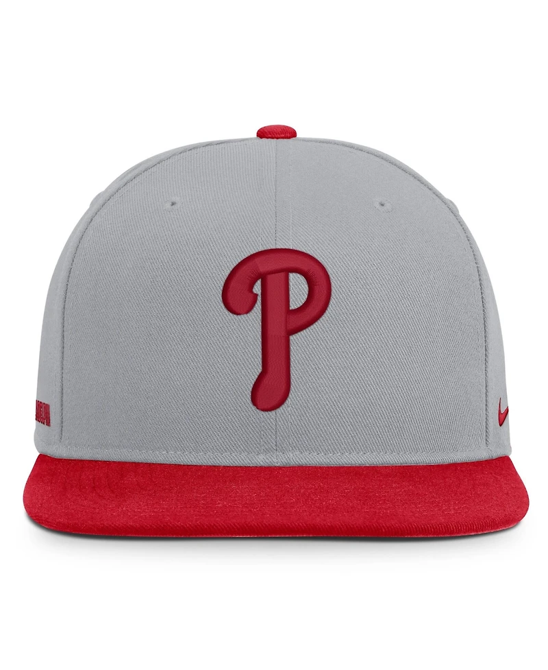 Nike Men's Gray/Red Philadelphia Phillies Primetime Pro Dri-fit Snapback Hat