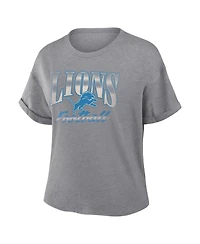 Fanatics Women's Heather Gray Detroit Lions Overplayed Tribute Tri-Blend Boxy T-Shirt