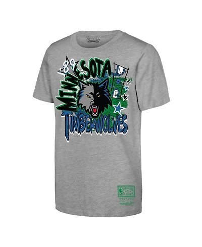 Mitchell & Ness Big Boys and Girls Heather Gray Minnesota Timberwolves Hardwood Classics Play by T-Shirt