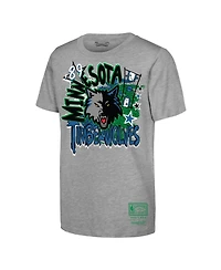 Mitchell & Ness Big Boys and Girls Heather Gray Minnesota Timberwolves Hardwood Classics Play by T-Shirt