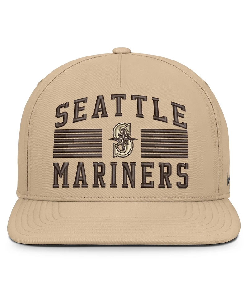 Nike Men's Khaki Seattle Mariners Desert Pro AeroBill Dri-fit Snapback Hat