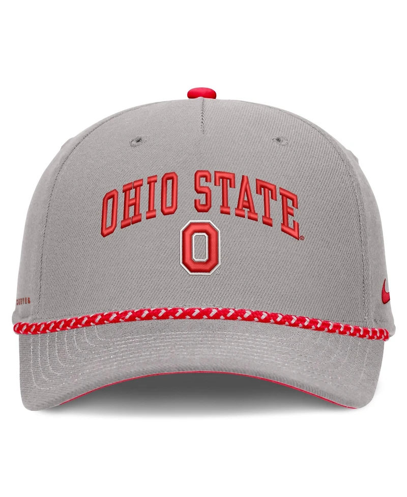 Nike Men's and Women's Gray Ohio State Buckeyes Primetime Rise Rope Adjustable Hat