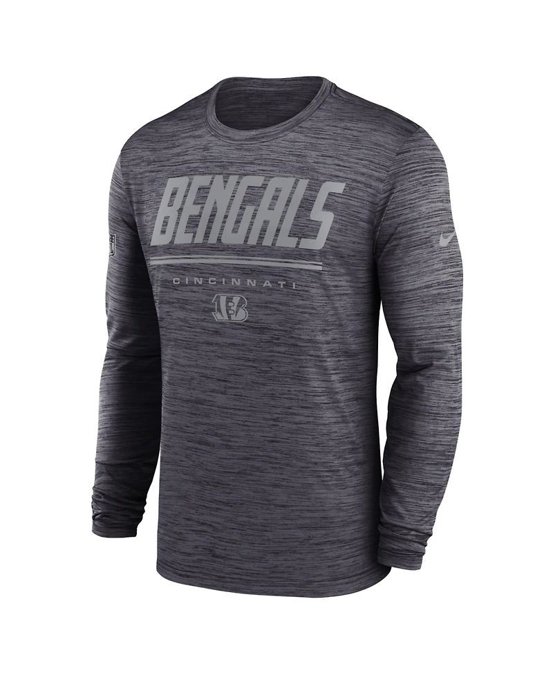Nike Men's Black Cincinnati Bengals Sideline Offensive Transition Velocity Dri-fit Long Sleeve T-Shirt