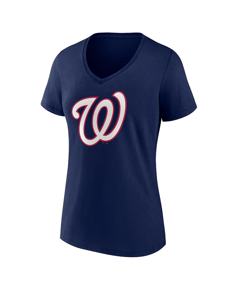 Logo Athletic Women's Navy Washington Nationals V-Neck T-Shirt