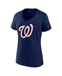 Logo Athletic Women's Navy Washington Nationals V-Neck T-Shirt
